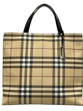Burberry LONDON Nova Check Beige Black Multi PVC Leather Tote Bag